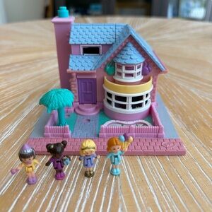 1993 COMPLETE Bay Window House Polly Pocket Bluebird w Palm Tree WORKS
